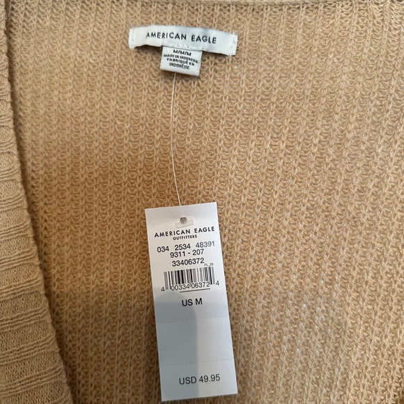 American Eagle Oversized Side Slit Button Up Cardigan - Tan - Picture 7 of 9